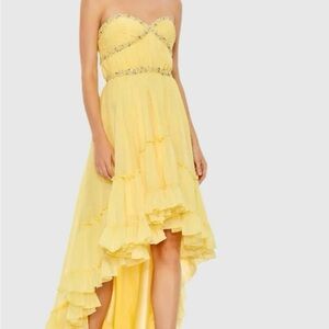 Elegant Yellow Strapless Dress